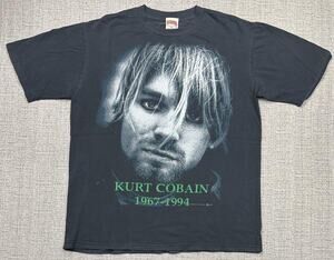 Vintage Kurt Cobain Shirt Mens XL Black Memorial 1998 Double Sided Big Face